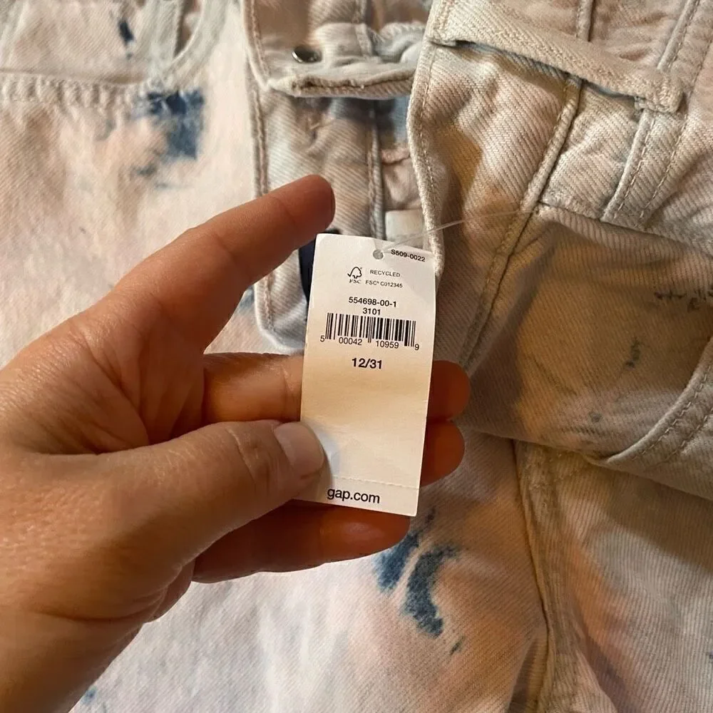 GAP | cheeky straight high rise light pink tie-dye jeans 12/31 NWT